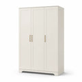 armoire 120 x 50 x 180 cm MDF mélaminé blanc cassé 3 portes battantes poignées dorées forme rectangulaire