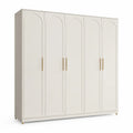 armoire 250 x 58 x 220 cm MDF laqué beige crème 5 portes façades arquées poignées dorées forme rectangulaire