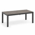 Table de jardin rectangulaire 160 x 90 x 75 cm structure aluminium thermolaqué gris anthracite plateau à lattes effet bois gris